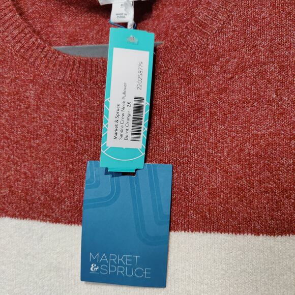 NWT Market & Spruce Women's Plus Sz 2X Sandra Crew Neck Sweater Burnt Orange - Picture 3 of 5